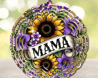 Wiatraczek Mama i Słoneczniki PNG, Projekt Wiatraka na Dzień Matki do pobrania w wersji cyfrowej, Projekt Mama Sublimacja PNG, Dekoracja Ogrodowa PNG