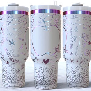 Custom Teacher Design 40oz Tumbler Laser Engrave File,  40oz Quencher Add Your Name Wrap SVG and PNG File, School Teacher Gift, #1 Teacher