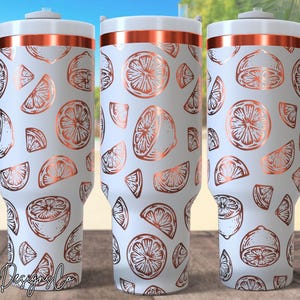Seamless Lemon Pattern 40oz Tumbler Laser Engrave File, 40oz Quencher Citrus Lemons Tumbler Wrap SVG-PNG File,  Laser Engraving