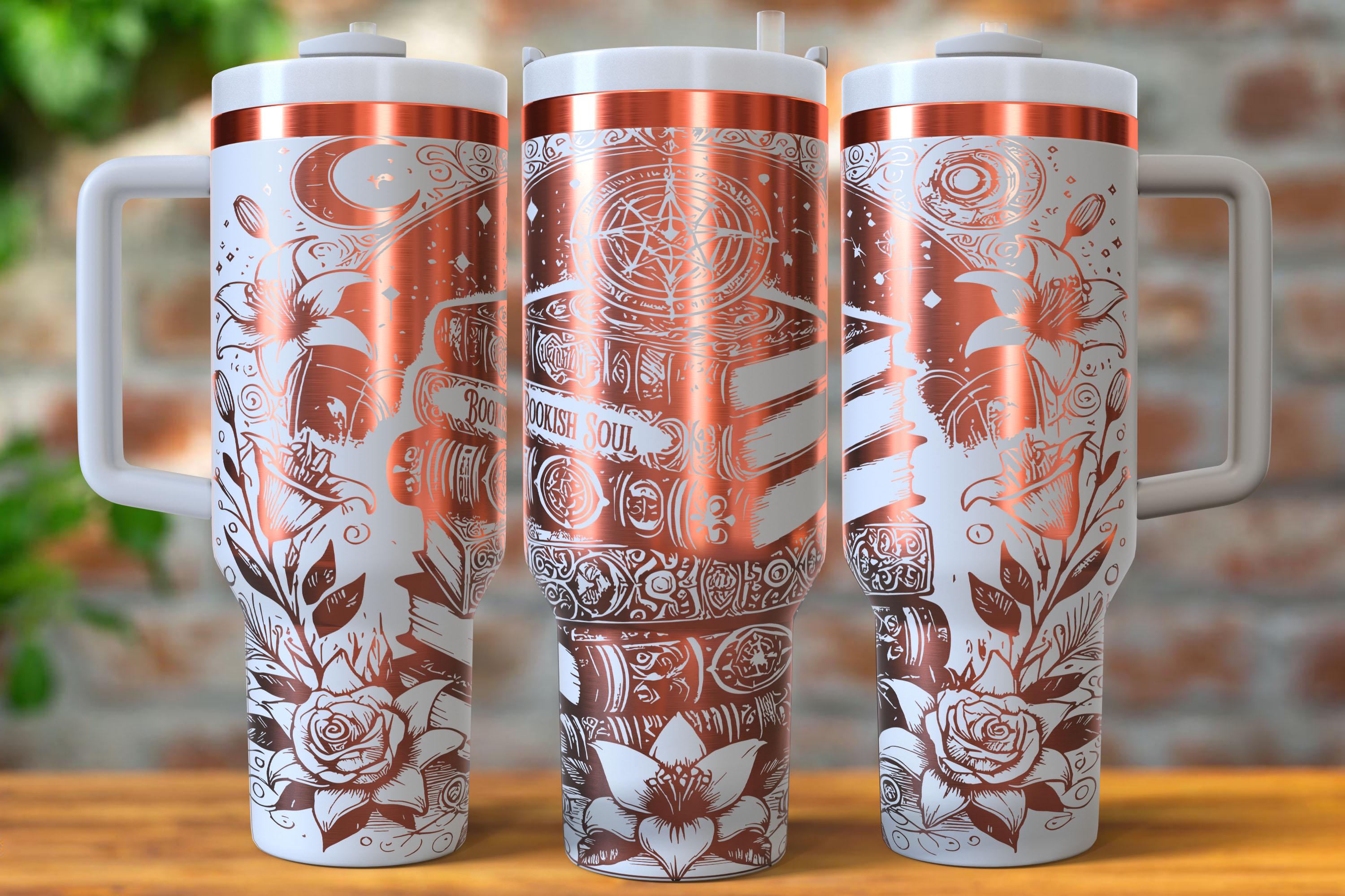 Buchliebhaber 40 Unzen Tumbler Lasergravur-Datei, 40 Unzen Quencher Bookish Soul Tumbler Wrap SVG-PNG-Datei, BookTok Design SVG, Gothic Buchgestaltung