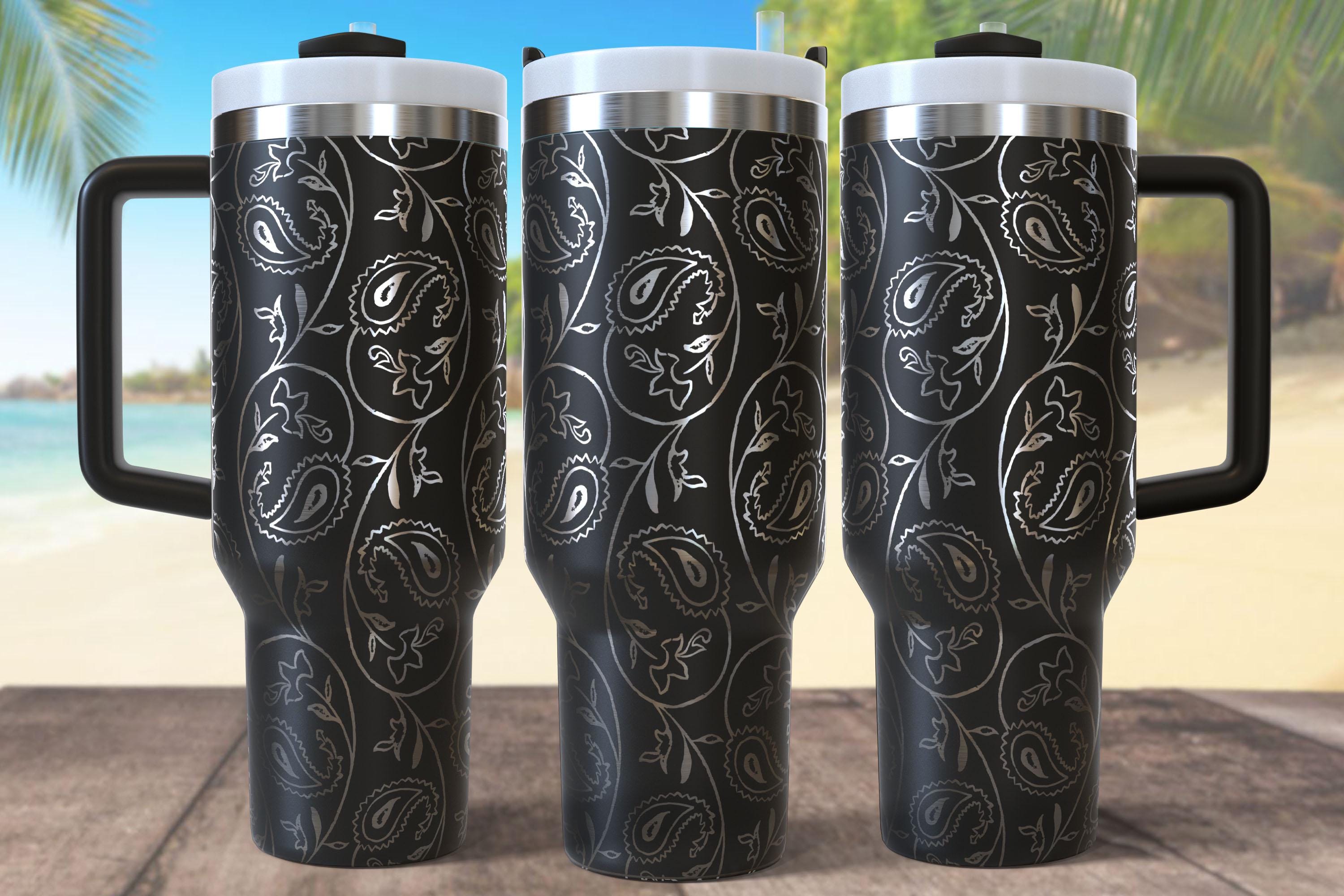 Seamless Paisley Pattern Design 40oz Tumbler Laser Engrave File