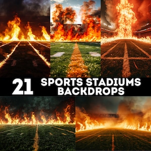 Fire Sport Football NFL Basketball Baseball Soccer Stadium Smoke Digital Backdrop, Photoshop Background, Digital Backdrop