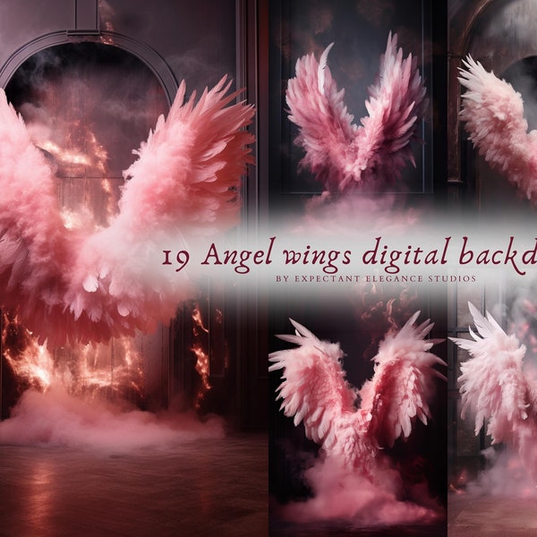 Pink Angel Wings Digital Backdrop Maternity Wedding, Photography background, Photoshop Overlay, Background Texture, Studio Backdrop