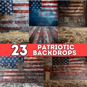 Patriotic Independence Day USA Flag Rustic 4th of July Digital Backdrop Maternity, Photoshop Background, Digital Studio Backdrop