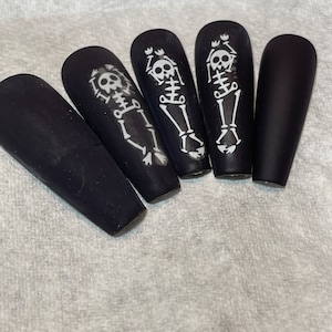 Halloween Black Matte design , long coffin Press on nails | Glue on nails | Long Coffin shape nails | gifts | coffin glue on nails