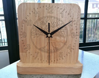 Clock - solid wood counter clock with refined patterns Tree of life