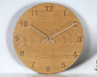 Arabic numeral clock, solid oak, dark polish