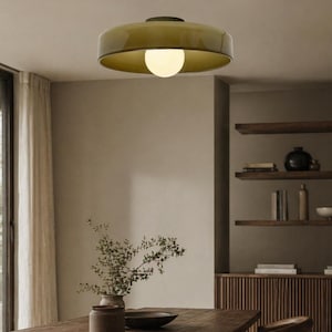 Mid Century Glas Deckenleuchte, Bunte Nordische Lampe für Flur Schlafzimmer Wohnzimmer, Moderne Opal Kugel Licht