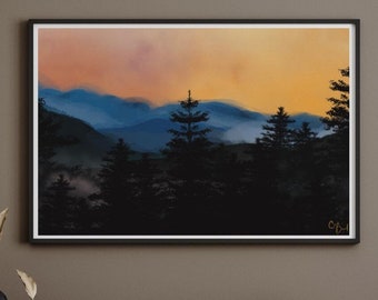 Sunrise Mountain Printable Original Artwork | Digital Download