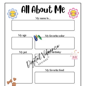 All About Me & My Family Printable Worksheets for School, Digital Education Activities