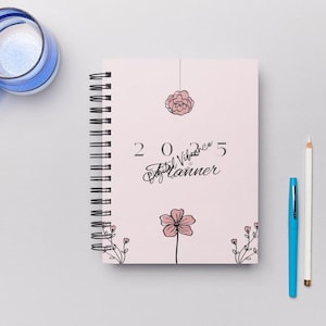 Black and Pink 2025 Printable or Instant Digital Download PDF, Modern & Functional Yearly Planner | Monthly Calendar | Goal-Setting Pages