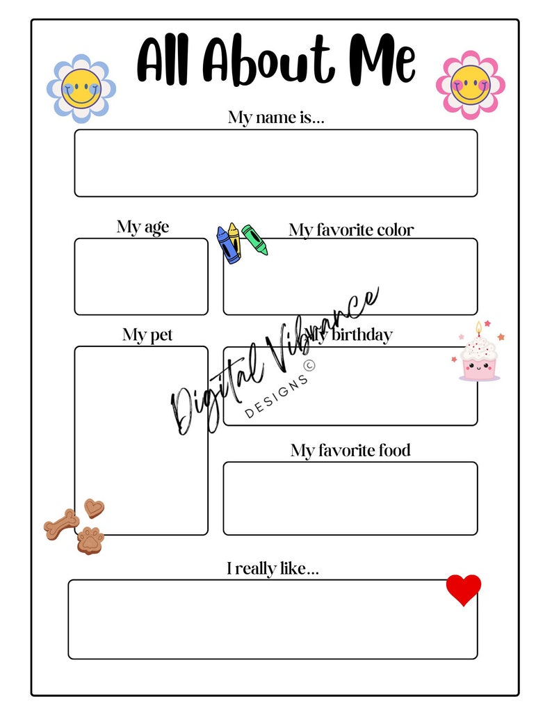 All About Me My Family Printable Worksheets for School Digital