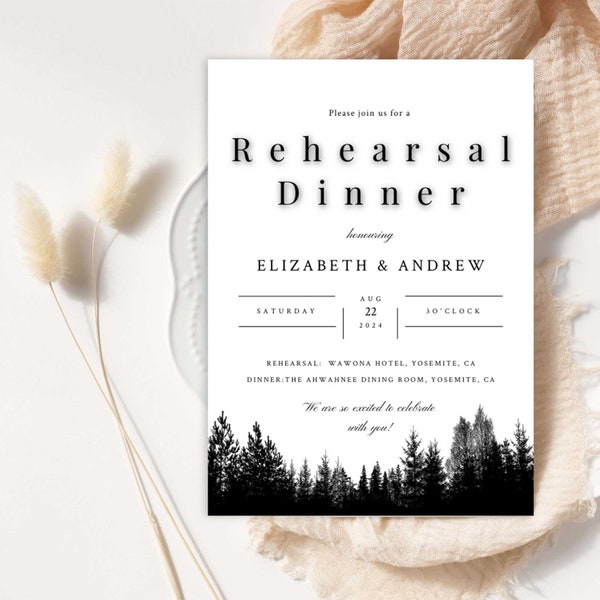 Rehearsal Dinner Invite Template, Printable Invitation, Wedding Invitation, Edit with TEMPLETT, Instant Download