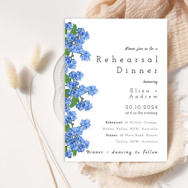 Rehearsal Dinner Invite Template, Printable Invitation, Wedding Invitation, Edit with TEMPLETT, Instant Download