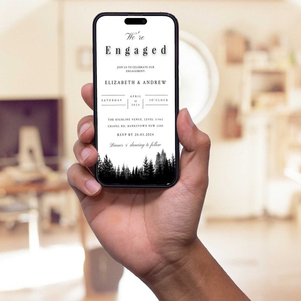 Engagement E-Invite Template, Digital Invitation, Wedding Invitation, Edit with TEMPLETT, Instant Download