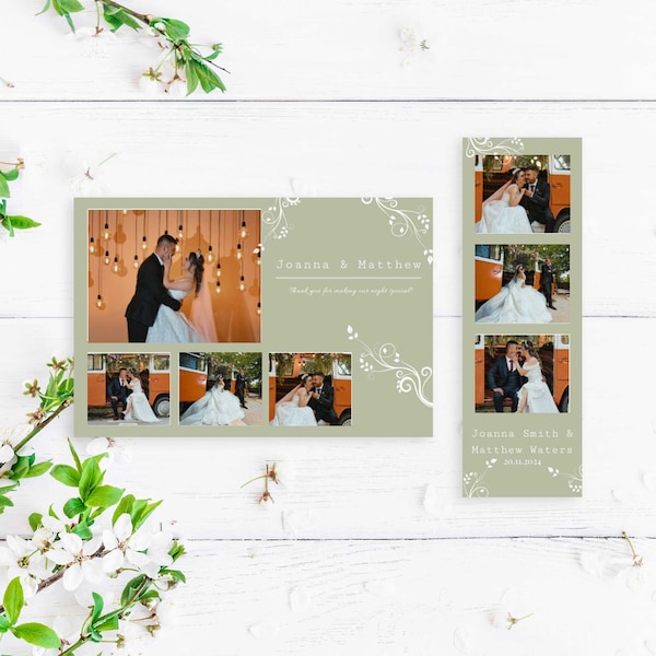 Photobooth Template, Printable Photo Strip, Edit with TEMPLETT, Instant Download