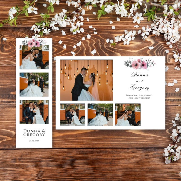 Photobooth Template, Printable Photo Strip, Edit with TEMPLETT, Instant Download