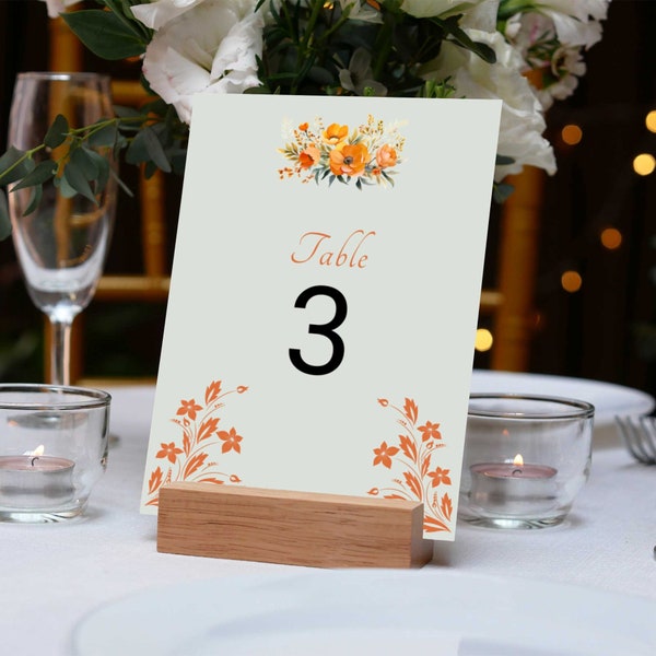 Table Number Template, Printable Sign, Wedding Table Sign, Edit with TEMPLETT, Instant Download