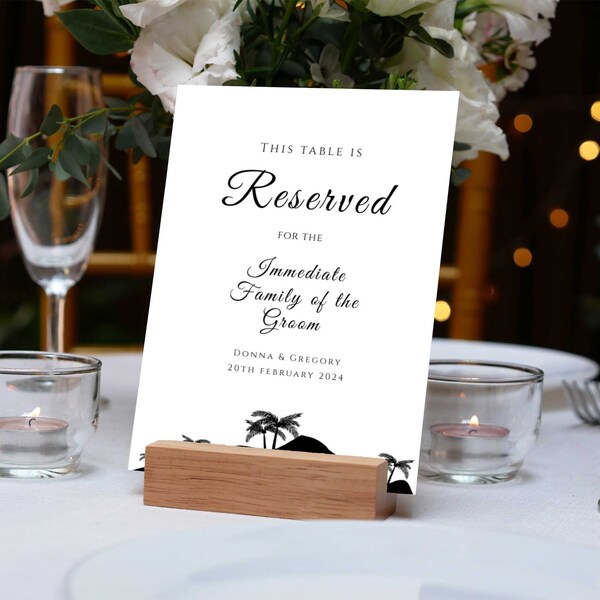 Reserved Sign Template, Printable Invitation, Wedding Invitation, Edit with TEMPLETT, Instant Download