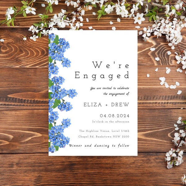 Rustic Engagement Invite Template, Printable Invitation, Wedding Invitation, Edit with TEMPLETT, Instant Download