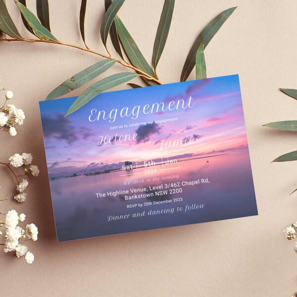 Engagement Invite Template, Printable Invitation, Wedding Invitation, Edit with TEMPLETT, Instant Download