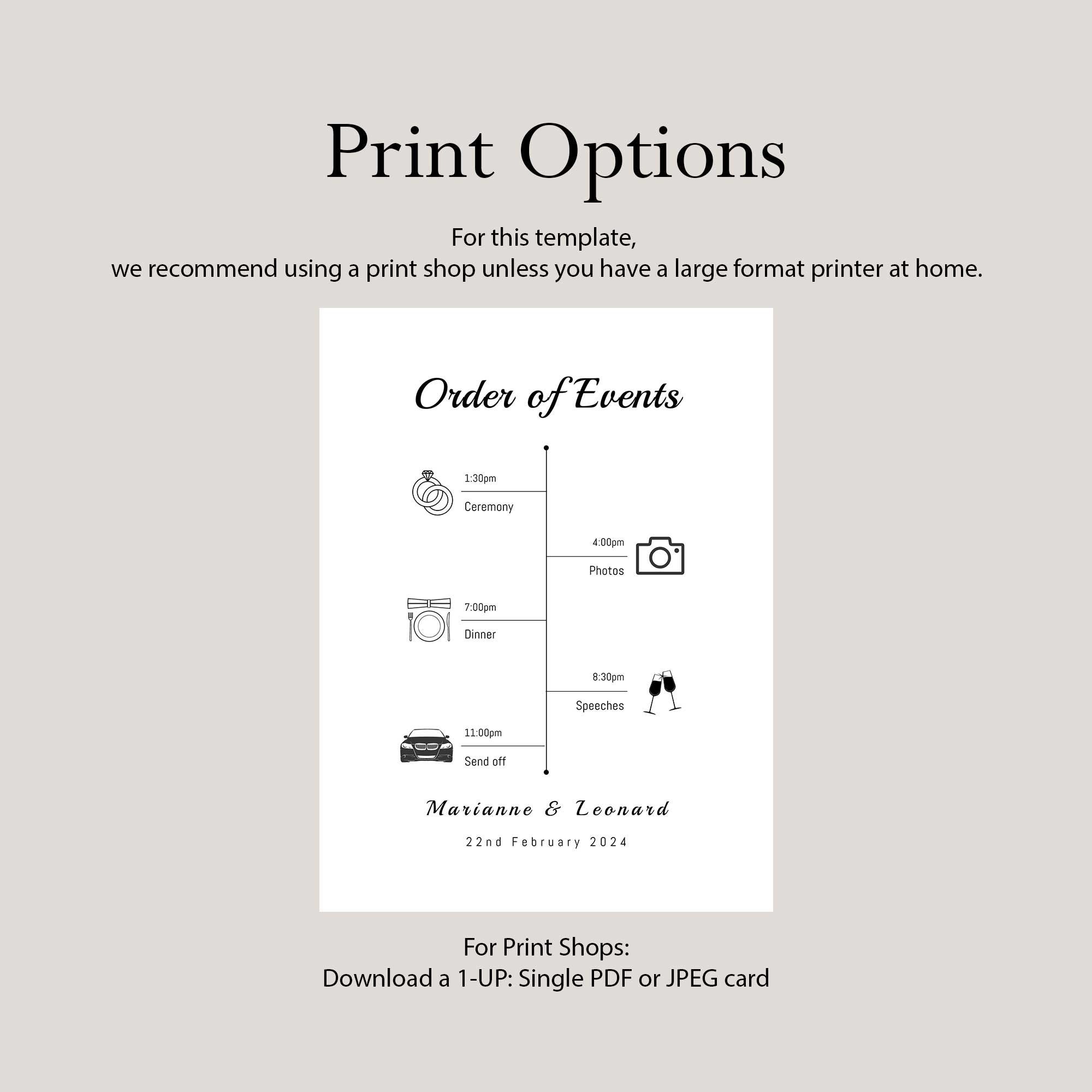 Wedding Order of Events Template Timeline Template Wedding Sign