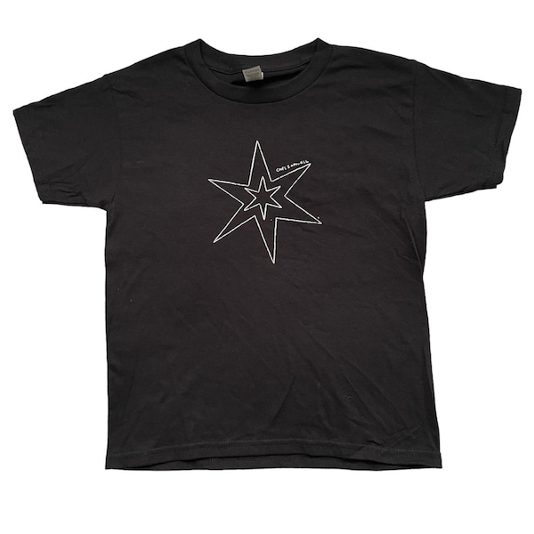 Black, Vintage style LUCKY STAR tee, Hand Screen Printed, coquette, Unisex Baby tee Fit, Handmade gift apparel, unique, y2k