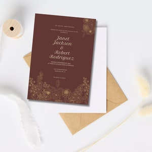 Autumn Elegance: Floral Formal Wedding Invitations