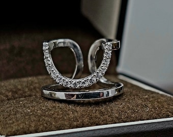 Fingertoppsring Elegant nagelkonst Diamantring Nagelring i sterlingsilver Gåva till kvinnor Guldfylld nagelring Justerbar hästsko-nagelring