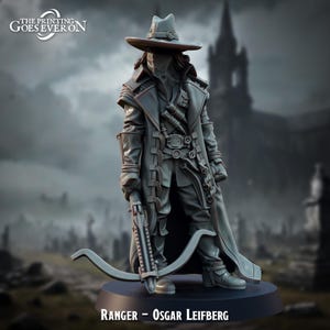 Ranger Osgar Leifberg miniature with base - Hunt Beyond The Grave Series -  The Printing Goes Ever On