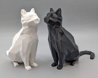 Cat Figurine Salt and Pepper Shaker - Eye-catching Polygonal Design. Stylish 3D Printed