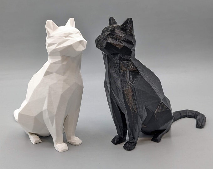 Cat Figurine Salt and Pepper Shaker - Eye-catching Polygonal Design. Stylish 3D Printed