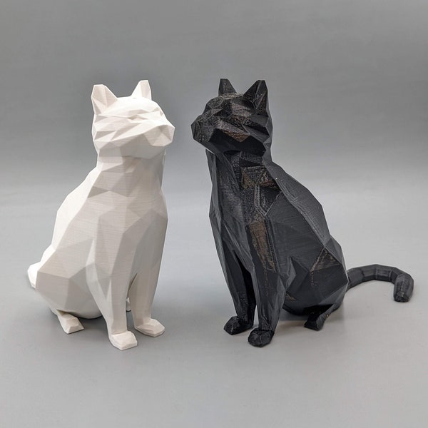 Cat Figurine Salt and Pepper Shaker - Eye-catching Polygonal Design. Stylish 3D Printed