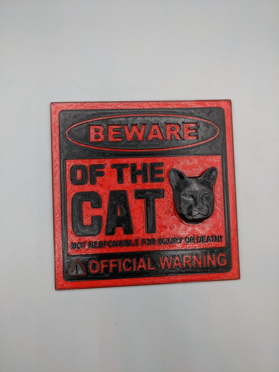 Dangerous Cat Warning Sign 3D Printed. Etsy