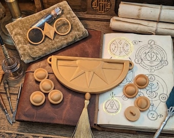 Witch Hat Atelier Cosplay Accessories, Qifrey's Eyeglass with Black Lens, Cloak Pendant & Button , Qifrey Inspired