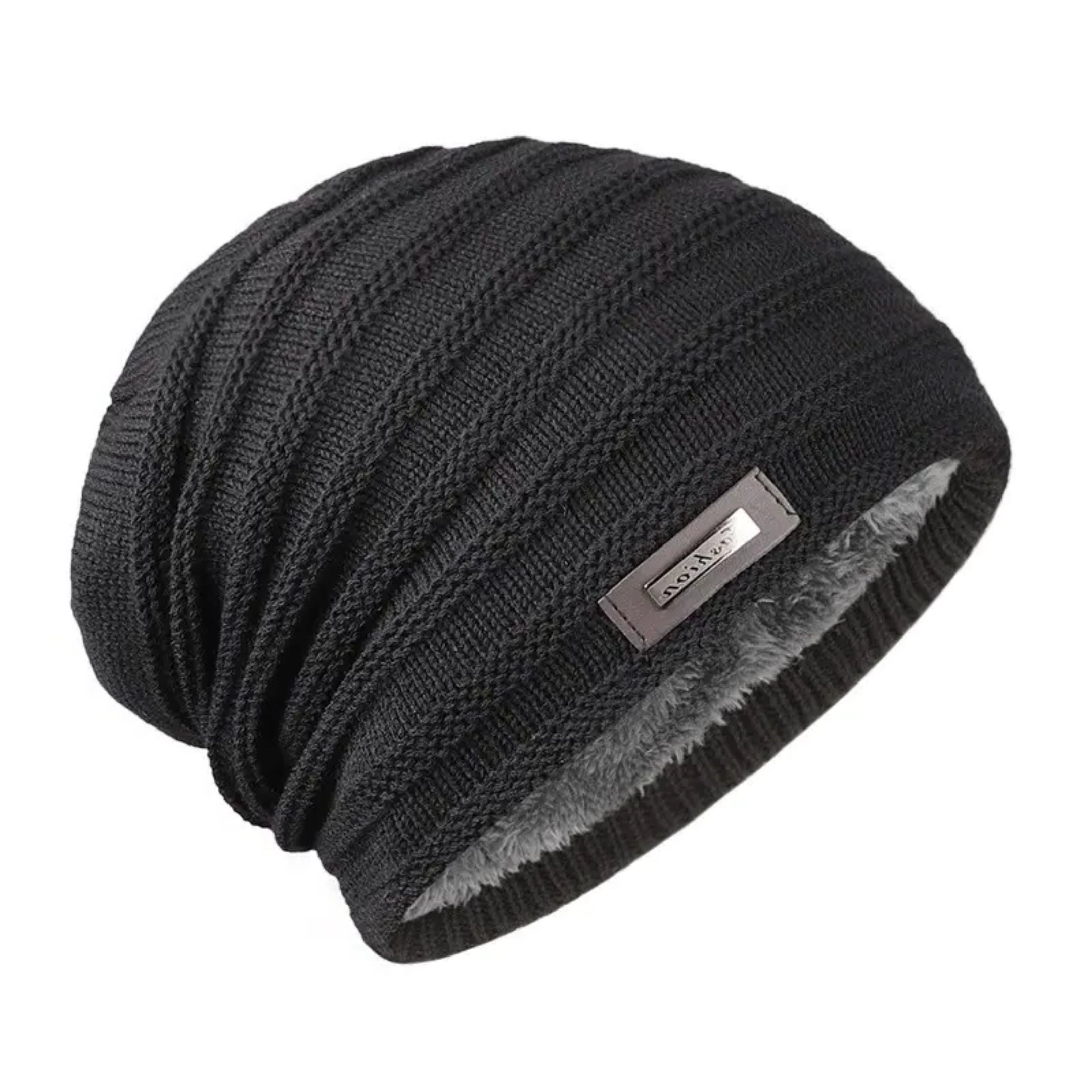 Cozy Comfort: Men and Women Winter Warmth Fleece Knitted Hat - Stylish Outdoor Pullover Cap for Cold Days