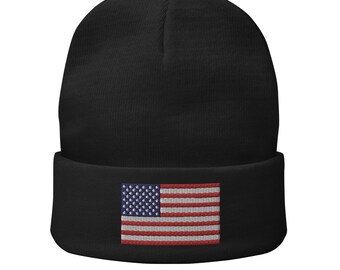 Stars & Stripes Cozy: USA Flag Embroidered Beanie Collection