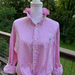 Reworked Ralph Lauren Pink Striped Button Down- Large