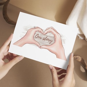 Our Story Hands Heart Art – Romantic Couple Printable – Minimalist Love Wall Art – Instant Digital Download