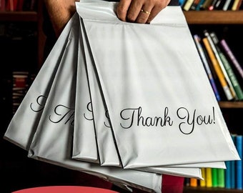 50x 'Thank You' Mailing Bags: Strong Poly Handle Mailers