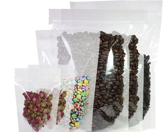 Clear Stand-Up Grip Seal Bags: Food Safe Storage Pouches
