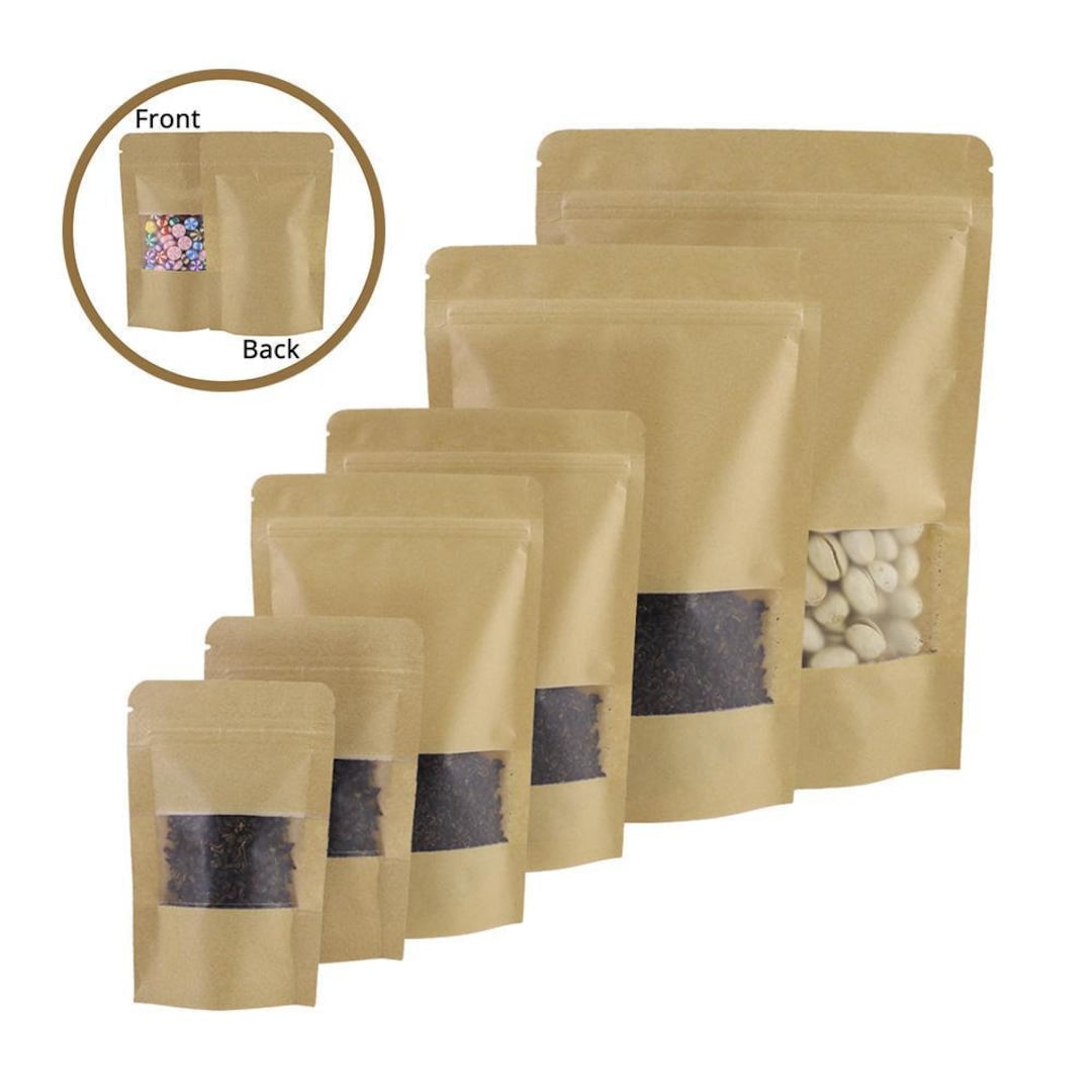 Kraft Paper Stand up Pouch: Grip Seal Food Bags With Clear Window - Etsy UK