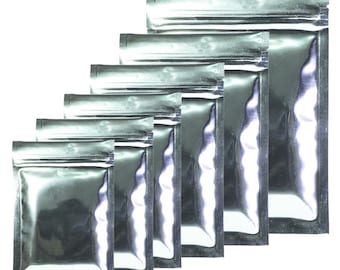 Gloss Silver Grip Seal Bags – Metallic Foil Flat Pouches