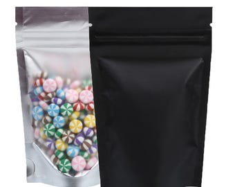 Clear Black Grip Seal Bags Gusset Base Stand Up Pouch Food Packaging Bpa Free