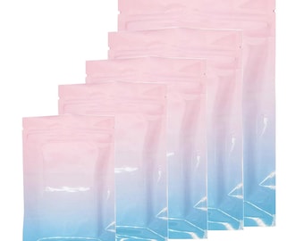 Pink & Blue Grip Seal Bags: Metallic Foil Food Packaging