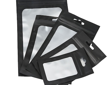 Clear Black Grip Seal Bags: Mylar Foil Pouch with Butterfly Hole
