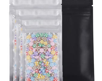 Gripseal Food Bags Zip Lock Flat Pouch Mylar Foil Black Clear Front Food Grade