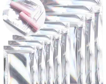 Clear Silver Grip Seal Bags: Mylar Foil Flat Pouch