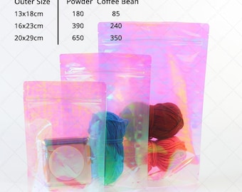 Holographic Pink Grip Seal Bags: Stand Up Food Packaging Pouch