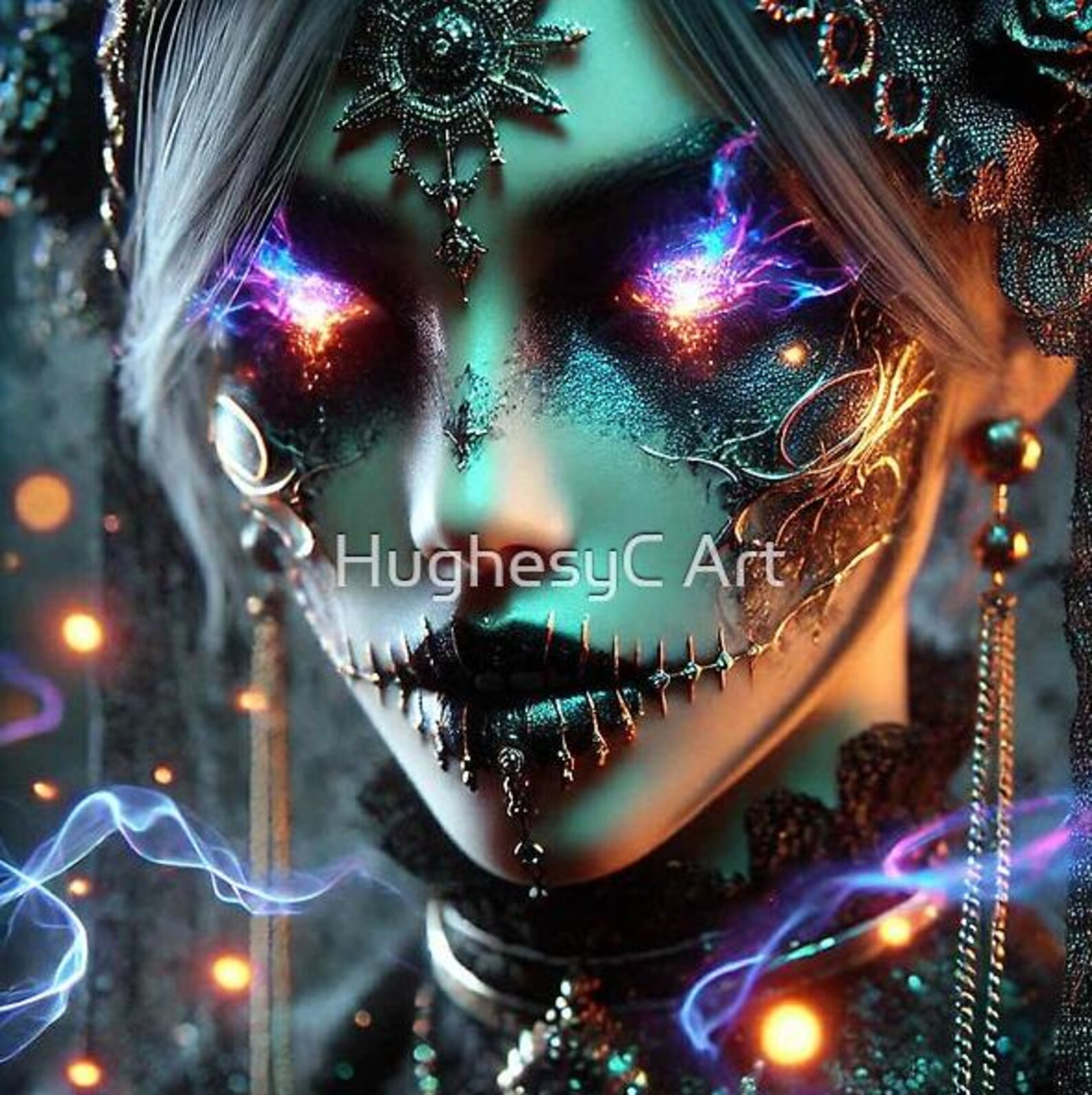 Stormborn Oracle Digital Art Print – Cyberpunk Gothic Fantasy Portrait ...